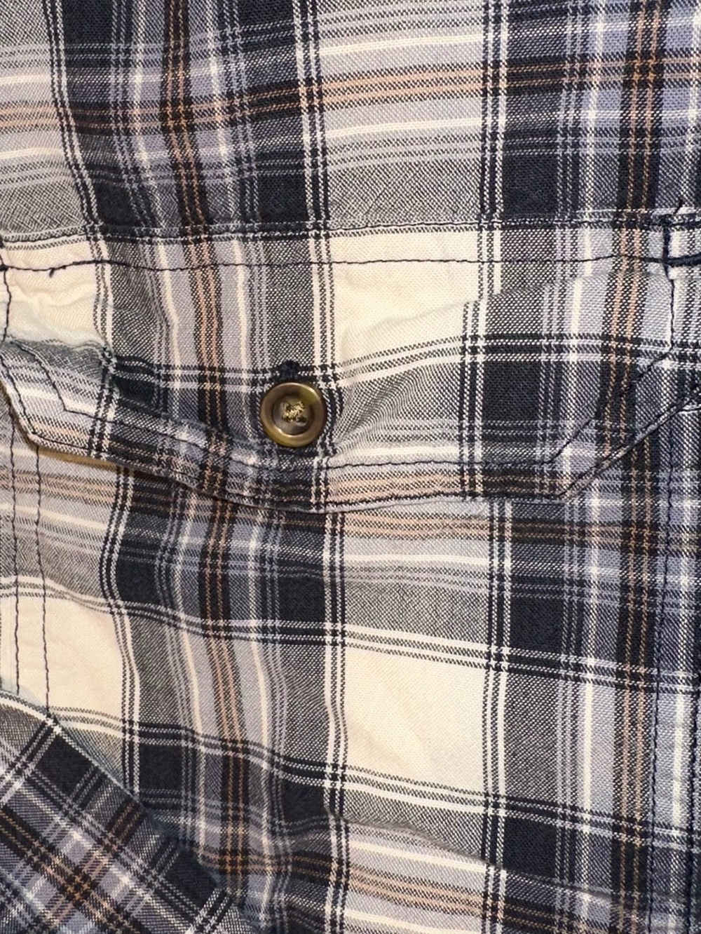 Carhartt Men's Multi/Off-white, Navy Neutral Plaid Button-Down Shirt Relaxed XL - Picture 7 of 7